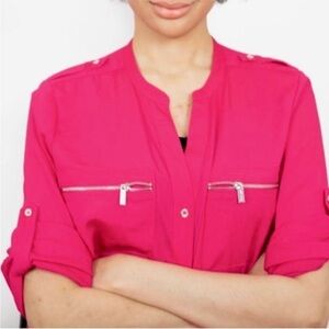 Calvin Klein Button Up Shirt Pink Gold